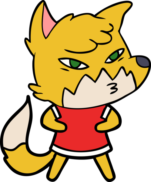 Bir insan tarafından çizilmiş akıllı çizgi film tilkisi.