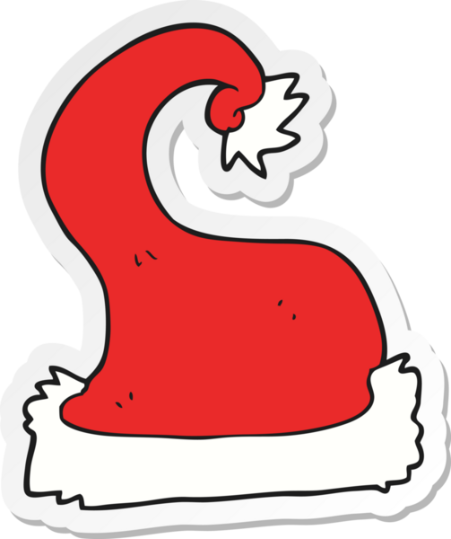 Bir insan tarafından çizilmiş Noel Baba şapkasının çıkartması.
