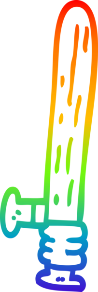 Gökkuşağı gradyan çizgi çizimi bir insan tarafından çizilmiş ahşap kiriş