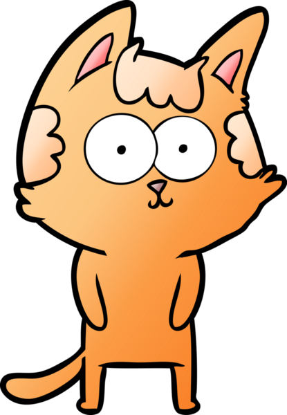 Bir insan tarafından çizilmiş mutlu çizgi film kedisi.