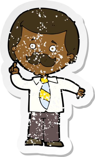 Bir insan tarafından çizilmiş bir fikri olan karikatürcü bir gazetecinin sıkıntılı retro yapıştırması.