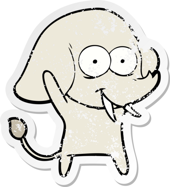 Bir insan tarafından çizilmiş mutlu bir filin sıkıntılı çıkartması.