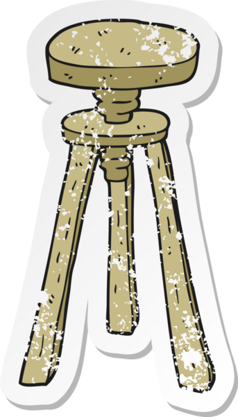 Bir insan tarafından çizilmiş karikatür ressamı taburesinin geriletilmiş çıkartması.