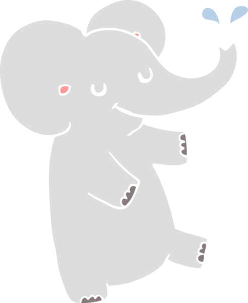 Bir insan tarafından çizilmiş düz renkli dans eden fil.