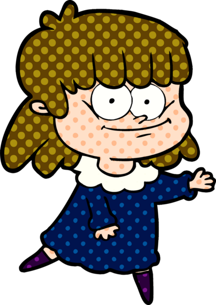 Bir insan tarafından çizilmiş gülümseyen bir kadın.