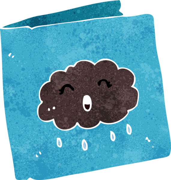 Bir insan tarafından çizilmiş bulut desenli çizgi film kartı.