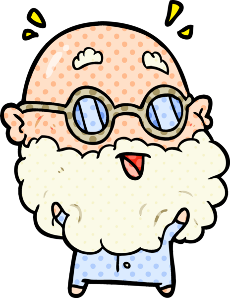 Sevimli karikatür bir insan tarafından çizilmiş yaşlı adamı şaşırttı.