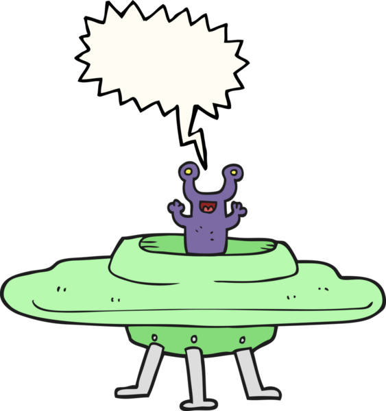 Bir insan tarafından çizilmiş serbest konuşma balonu uçan daire.