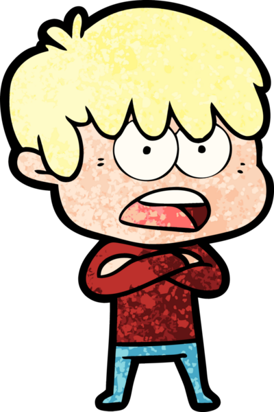 Bir insan tarafından çizilmiş endişeli çizgi film çocuğu.