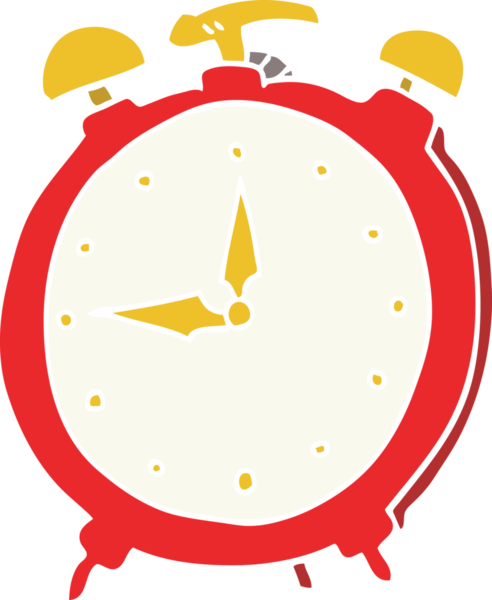 Bir insan tarafından çizilmiş düz renk çizgi film alarm saati