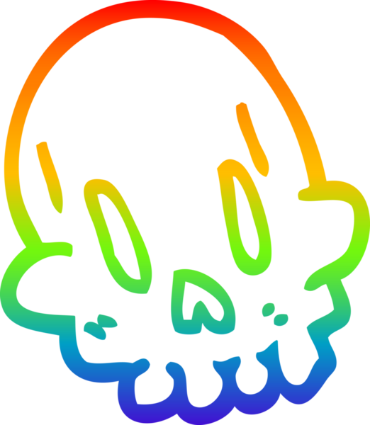 gökkuşağı gradyan çizgi çizimi bir insan tarafından çizilmiş komik kafatası