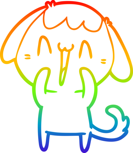 Bir insan tarafından çizilmiş gülen bir köpeğin çizdiği gökkuşağı gradyanı çizimi