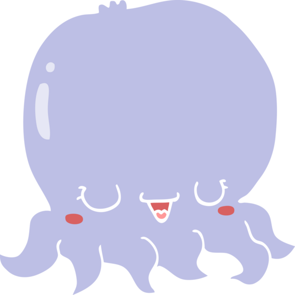 Bir insan tarafından çizilmiş düz renk çizgi film denizanası.