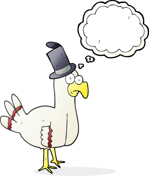 Bir insan tarafından çizilmiş silindir şapkalı balon karikatür kuşu.