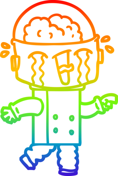 gökkuşağı gradyan çizgi çizimi bir insan tarafından çizilmiş ağlayan robot çizimi