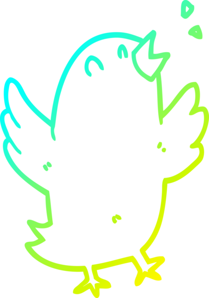 Bir insan tarafından çizilmiş çizgi film kuşunun soğuk gradyan çizimi.