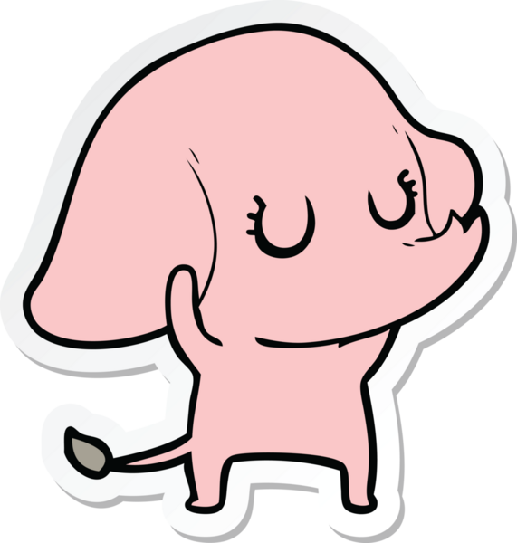 Bir insan tarafından çizilmiş şirin bir fil çıkartması.