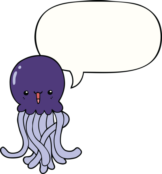 bir insan tarafından çizilmiş konuşma baloncuklu denizanası çizgi filmi.