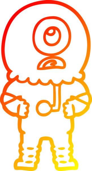 Bir insan tarafından çizilmiş sıcak çizgi çizgi çizimi Kiklops uzaylı uzay adamı