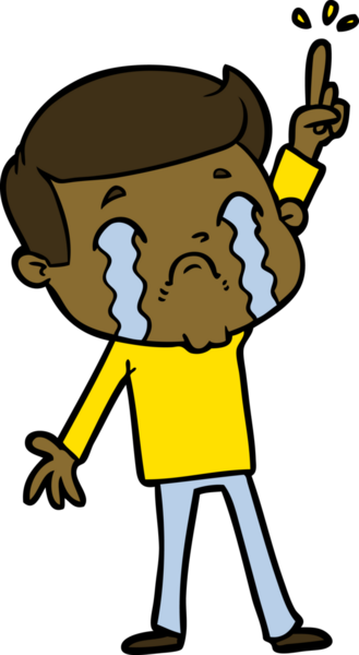 Bir insan tarafından çizilmiş ağlayan çizgi film adamı.