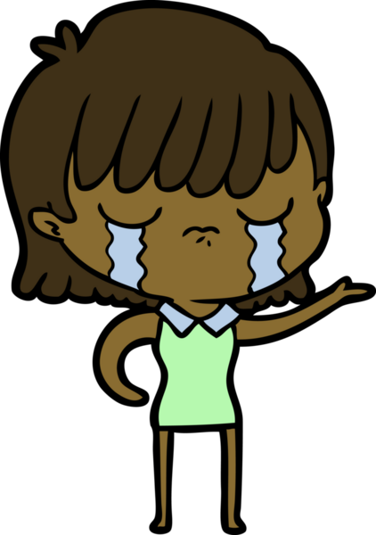 Bir insan tarafından çizilmiş ağlayan çizgi film kadını.