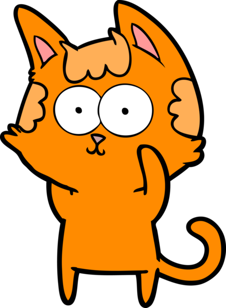 Bir insan tarafından çizilmiş mutlu çizgi film kedisi.