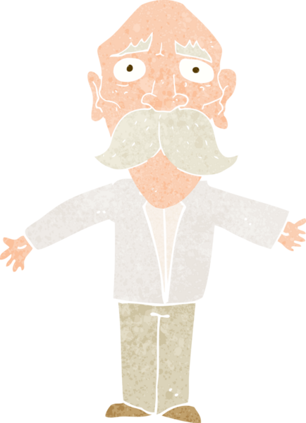 Bir insan tarafından çizilmiş yaşlı bir adam hayal kırıklığına uğradı.