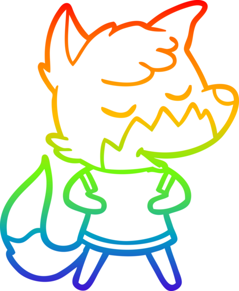 Bir insan tarafından çizilmiş dost bir tilkinin çizdiği gökkuşağı gradyan çizgisi.