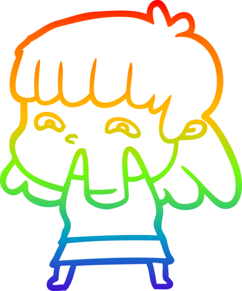 Gökkuşağı gradyan çizimi Bir insan tarafından çizilmiş endişeli bir çizgi kadın