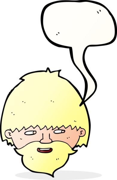 Bir insan tarafından çizilmiş konuşma balonu olan sakallı bir adam.