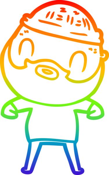 Gökkuşağı gradyan çizgi çizimi bir insan tarafından çizilmiş sakallı bir adamın