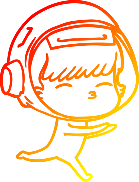 Bir insan tarafından çizilen çizgi film meraklısı astronotun sıcak gradyan çizimi