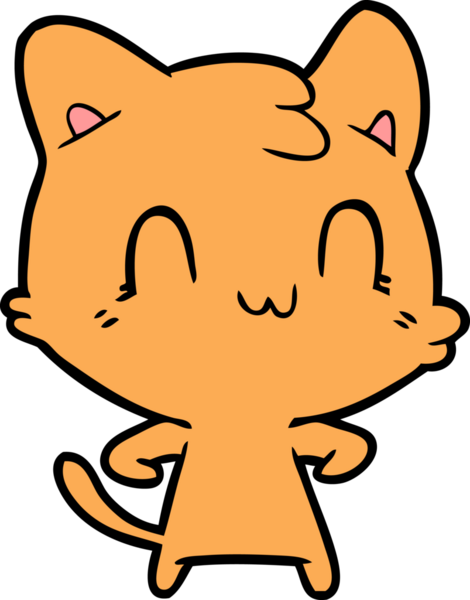 Bir insan tarafından çizilmiş mutlu bir kedi.