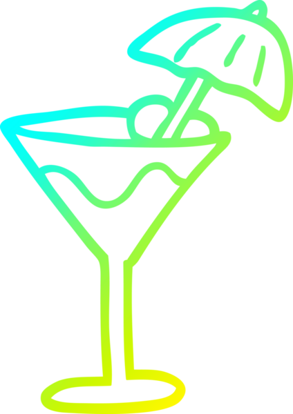 Bir insanın çizdiği karikatür kokteylinin soğuk gradyan çizimi