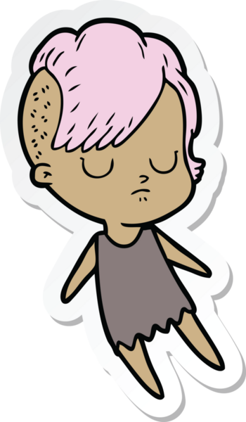 Bir insan tarafından çizilmiş bir karikatür kadının çıkartması.