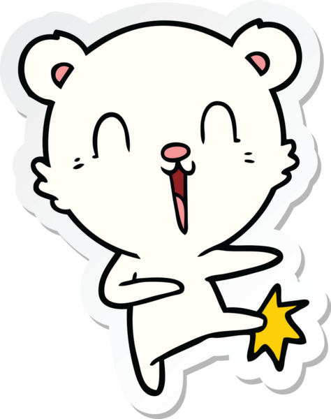 Bir insan tarafından çizilmiş mutlu bir kutup ayısının çıkartması.