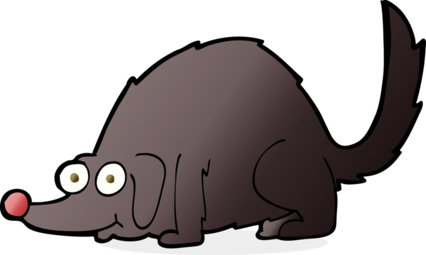 Bir insan tarafından çizilmiş mutlu bir köpek.