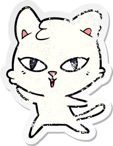 Bir insan tarafından çizilmiş karikatür bir kedinin sıkıntılı çıkartması.