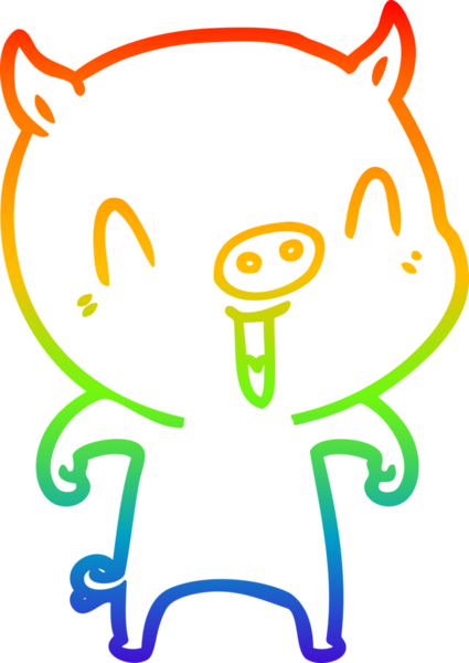 gökkuşağı gradyan çizimi mutlu çizgi domuz çizimi bir insan tarafından çizilmiş