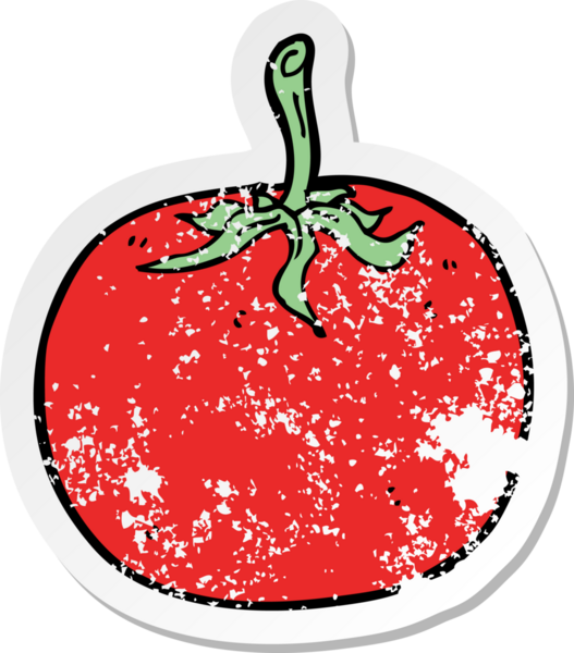 Bir insan tarafından çizilmiş bir domatesin gerilimli çıkartması.