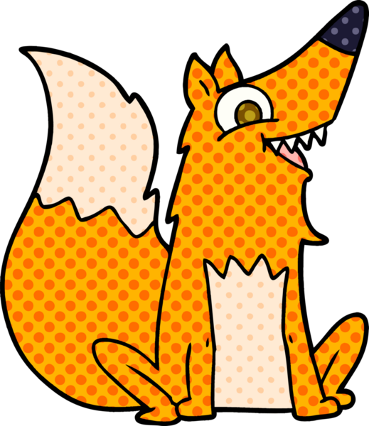 Bir insan tarafından çizilmiş mutlu tilki çizgi filmi.