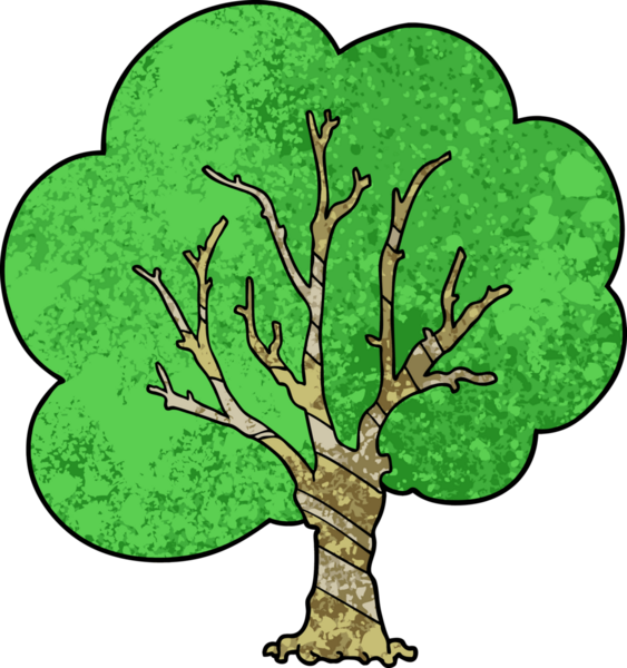 Bir insan tarafından çizilmiş çizgi film ağacı.