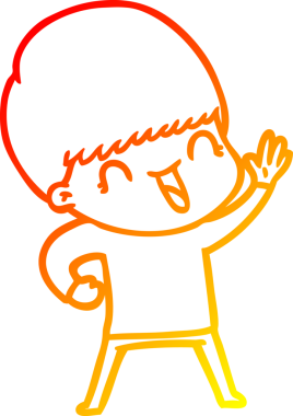 Bir insan tarafından çizilmiş mutlu çizgi film çocuğu çizimi.