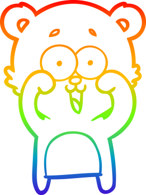 Bir insan tarafından çizilmiş gülen oyuncak ayının çizdiği gökkuşağı gradyan çizgisi.