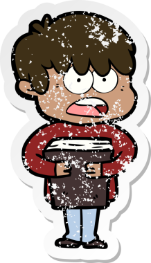 Bir insan tarafından çizilmiş endişeli bir çizgi film çocuğunun sıkıntılı çıkartması.