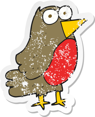 Bir insan tarafından çizilmiş robin çizgi filminin gerilimli yapıştırması.