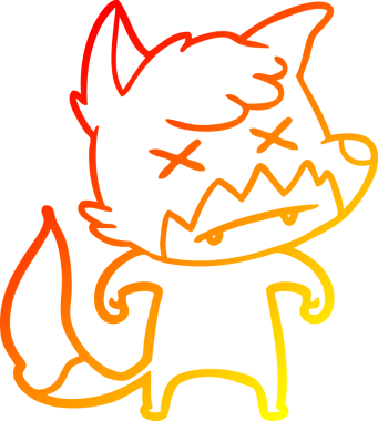 Bir insan tarafından çizilen ölü tilkinin sıcak çizgi çizimi