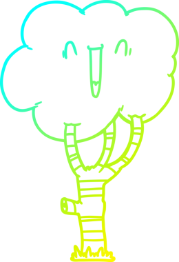 Bir insan tarafından çizilen gülen bir çizgi filmin soğuk gradyan çizgisi