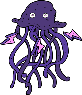 Bir insan tarafından çizilmiş ahtapot çizgi filmi.