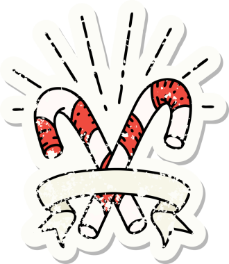 Bir insan tarafından çizilmiş eski bir dövme stili şeker kamışının etiketi.